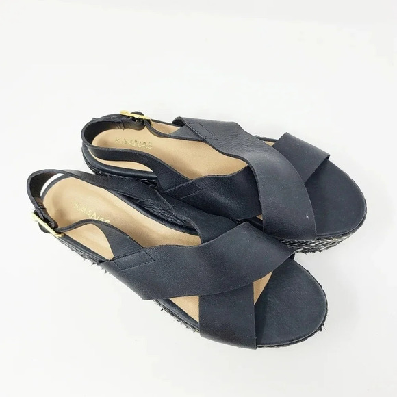 Kaanas Metalik Ada Crossover Platform Wedge Sandal - Picture 2 of 6